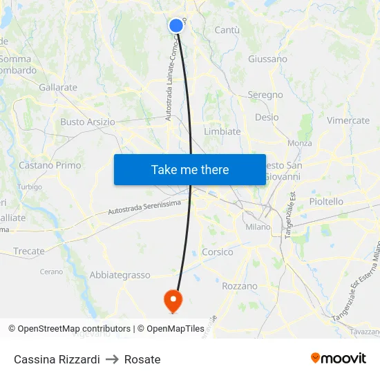 Cassina Rizzardi to Rosate map