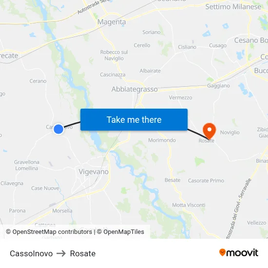 Cassolnovo to Rosate map