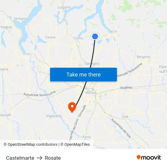 Castelmarte to Rosate map