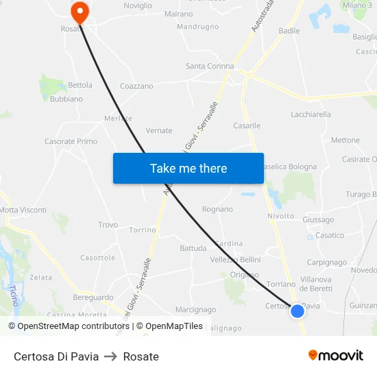 Certosa Di Pavia to Rosate map