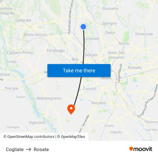 Cogliate to Rosate map