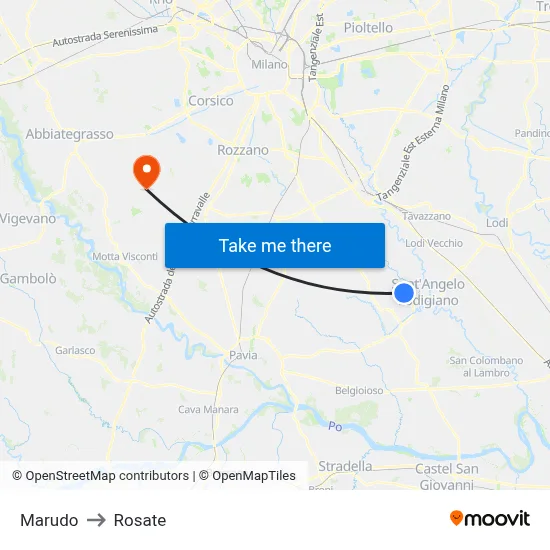 Marudo to Rosate map