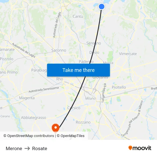 Merone to Rosate map