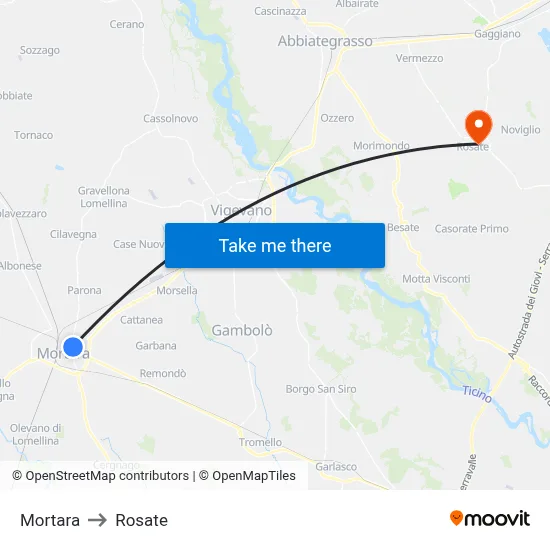 Mortara to Rosate map