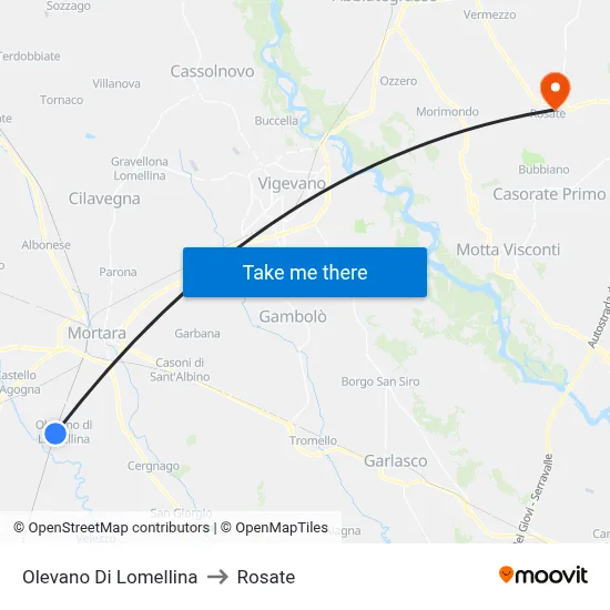 Olevano Di Lomellina to Rosate map