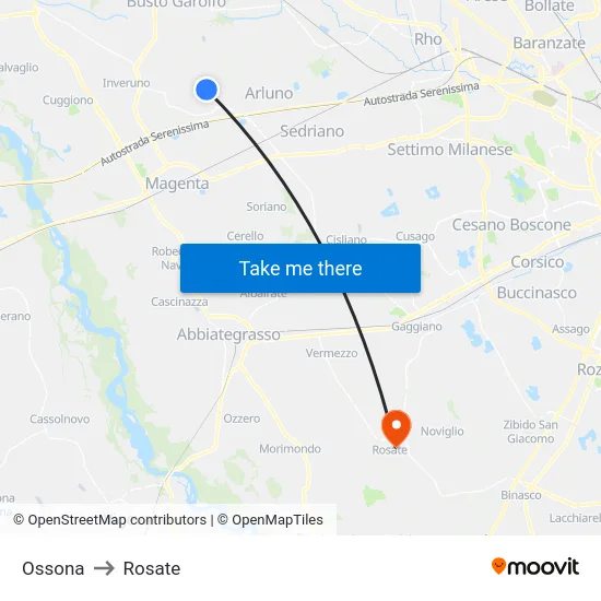 Ossona to Rosate map