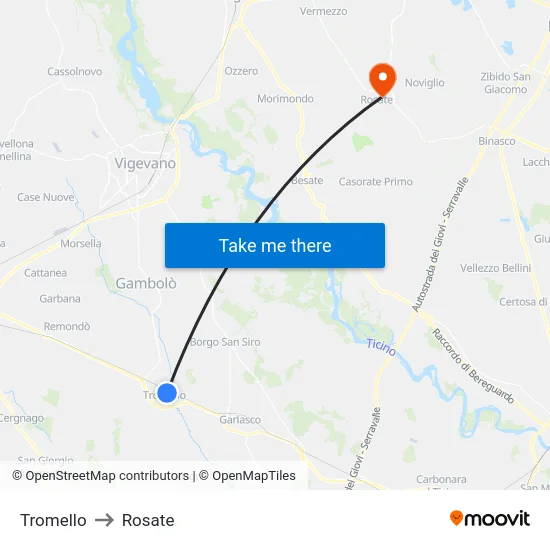 Tromello to Rosate map