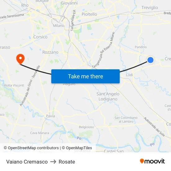Vaiano Cremasco to Rosate map