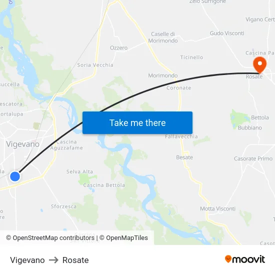 Vigevano to Rosate map