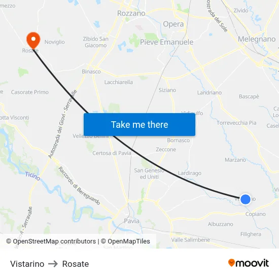 Vistarino to Rosate map