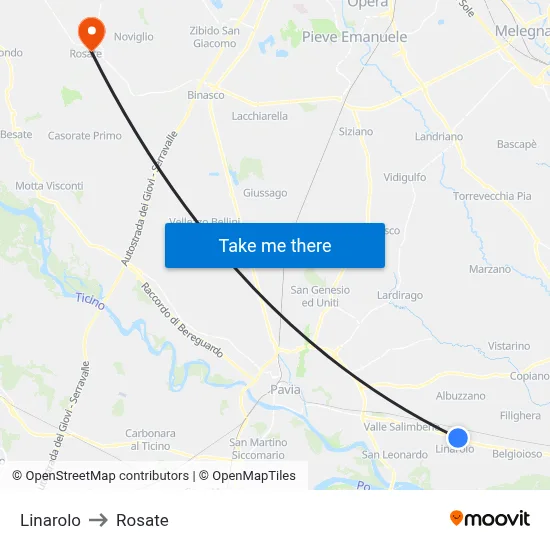 Linarolo to Rosate map