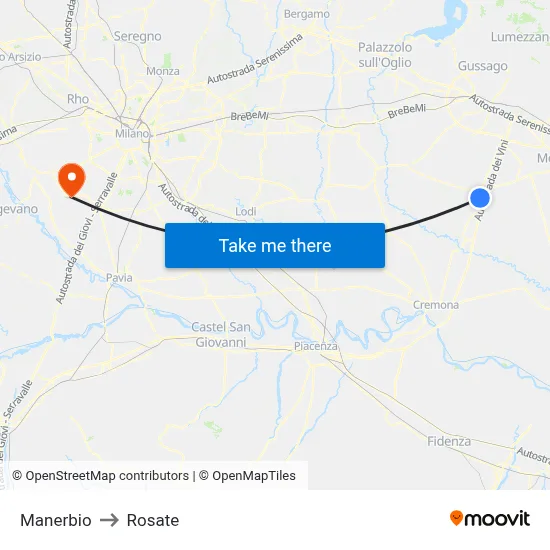 Manerbio to Rosate map