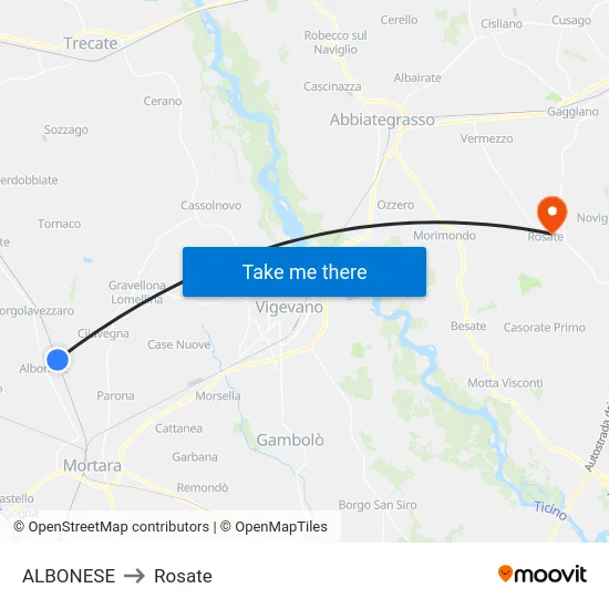 ALBONESE to Rosate map