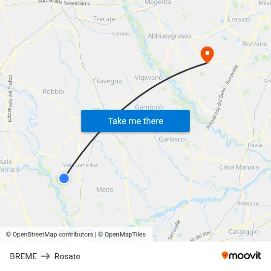 Breme to Rosate map