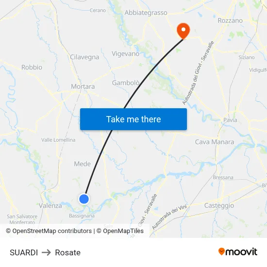 Suardi to Rosate map
