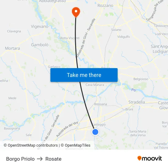 Borgo Priolo to Rosate map