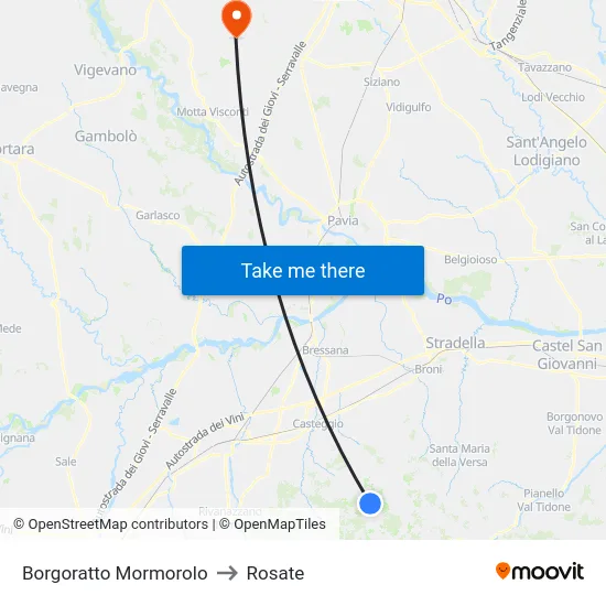 Borgoratto Mormorolo to Rosate map