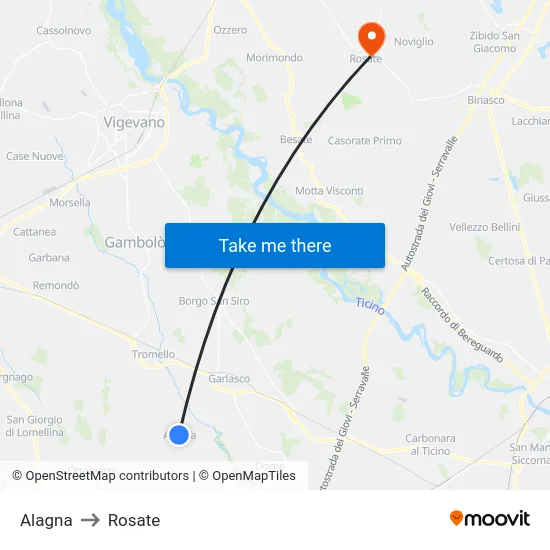 Alagna to Rosate map