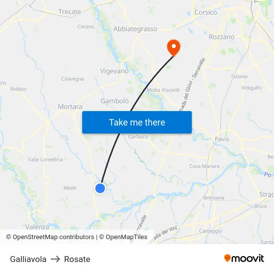 Galliavola to Rosate map