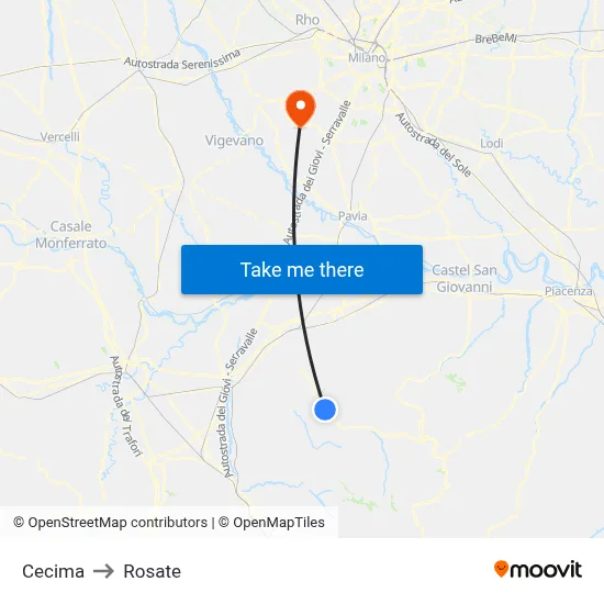 Cecima to Rosate map