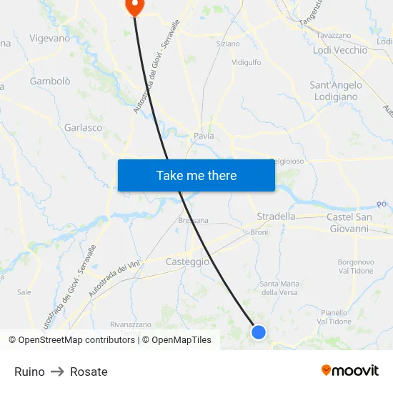 Ruino to Rosate map