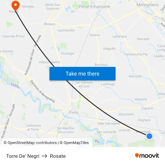 Torre De' Negri to Rosate map