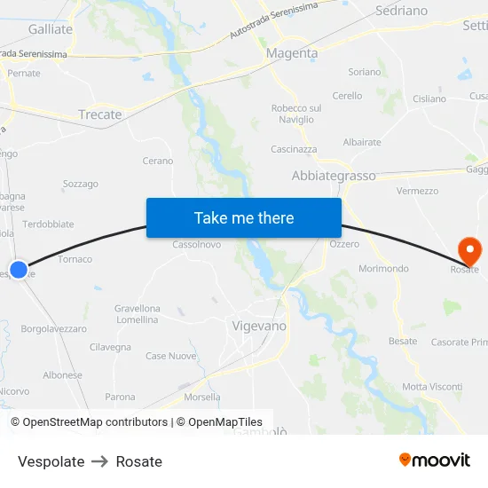 Vespolate to Rosate map