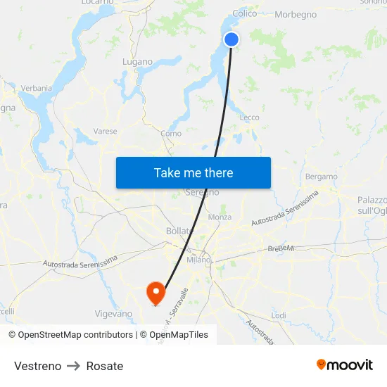 Vestreno to Rosate map