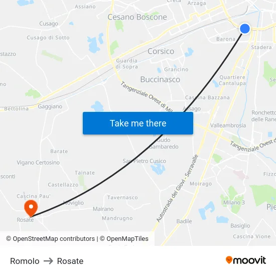 Romolo to Rosate map