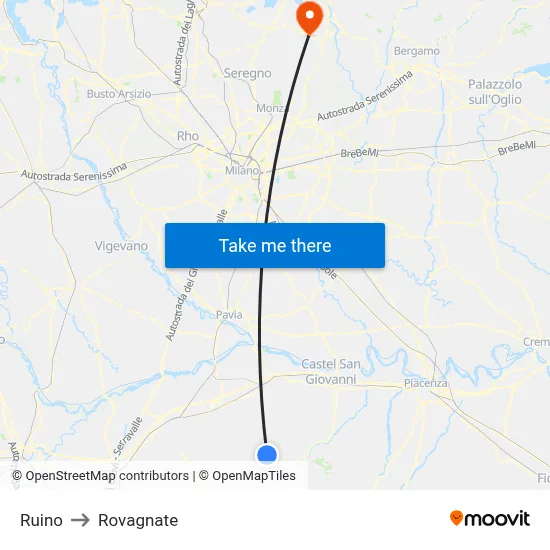 Ruino to Rovagnate map