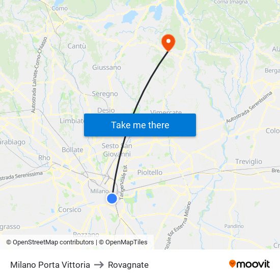 Milano Porta Vittoria to Rovagnate map