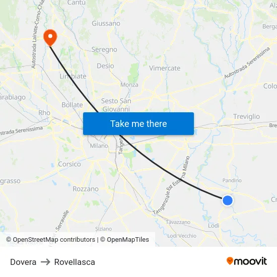 Dovera to Rovellasca map