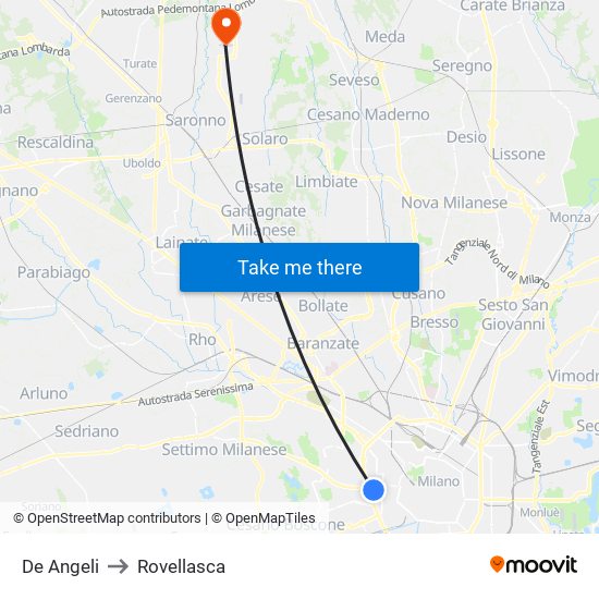 De Angeli to Rovellasca map
