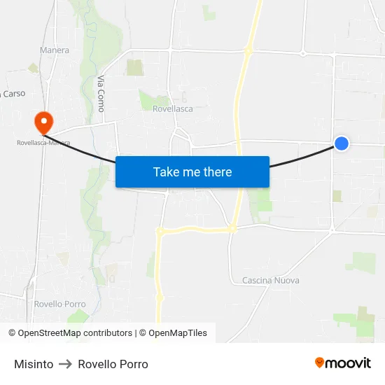 Misinto to Rovello Porro map