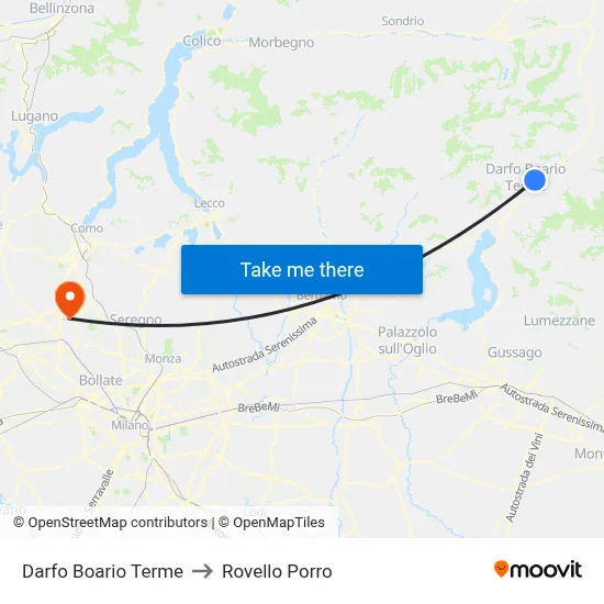 Darfo Boario Terme to Rovello Porro map
