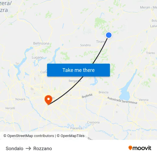 Sondalo to Rozzano map