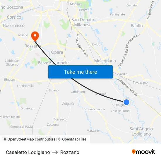 Casaletto Lodigiano to Rozzano map