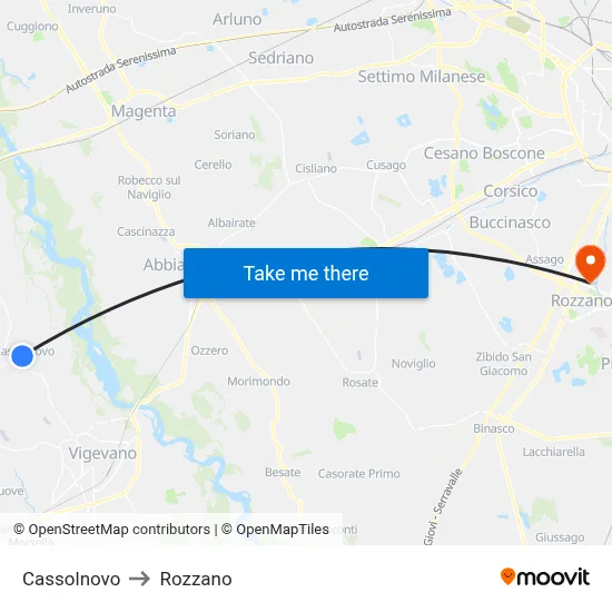 Cassolnovo to Rozzano map