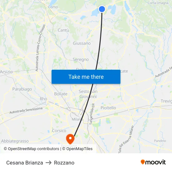Cesana Brianza to Rozzano map