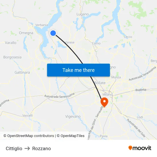 Cittiglio to Rozzano map