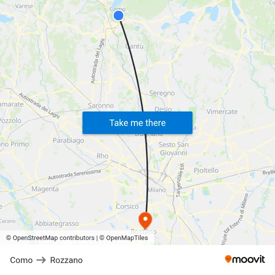 Como to Rozzano map