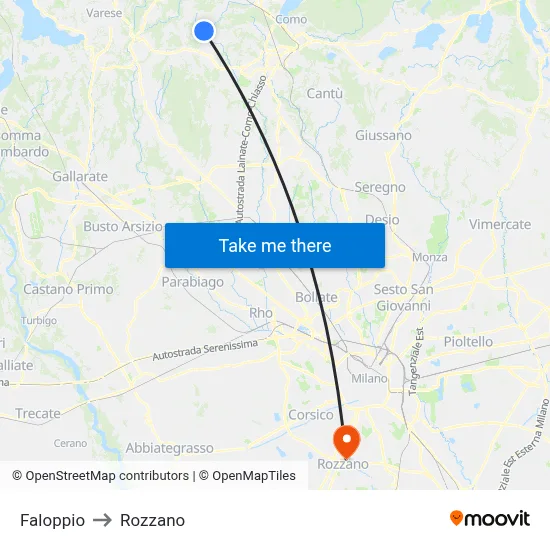 Faloppio to Rozzano map