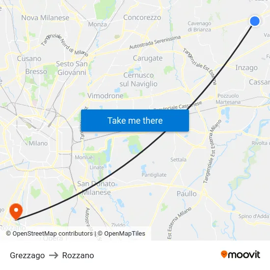 Grezzago to Rozzano map