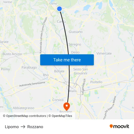 Lipomo to Rozzano map