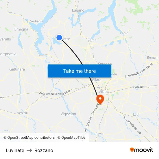 Luvinate to Rozzano map