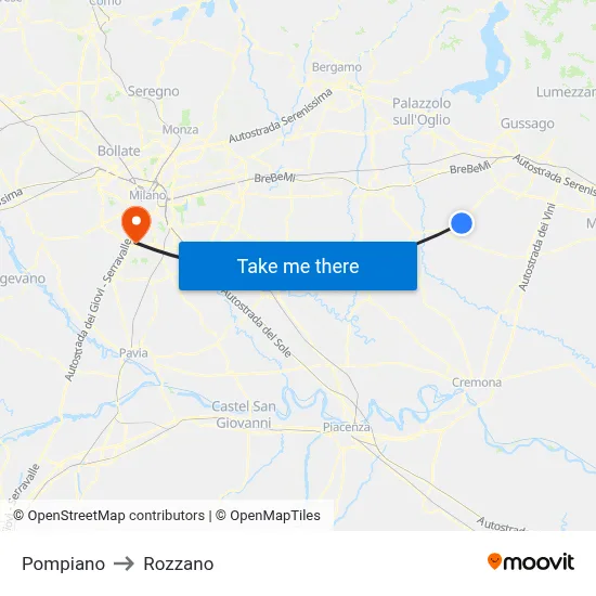 Pompiano to Rozzano map