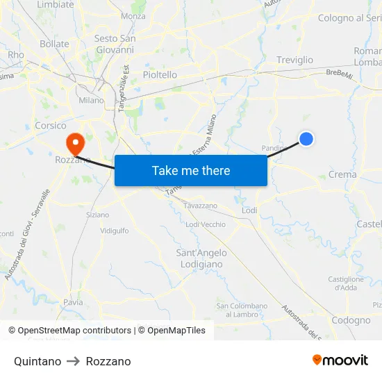 Quintano to Rozzano map