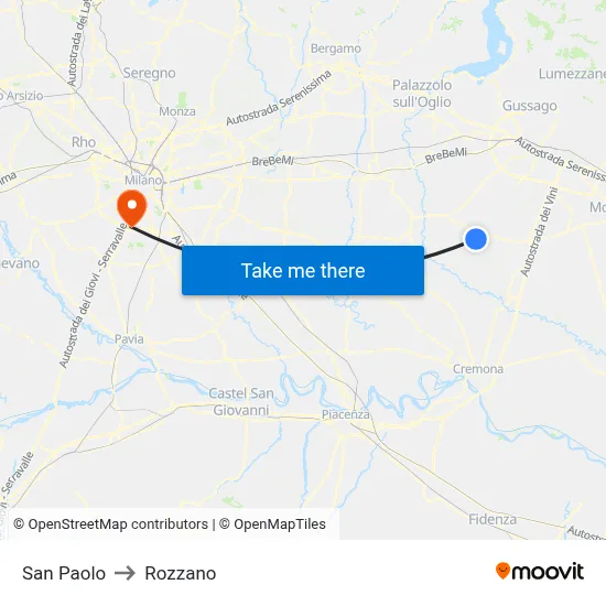 San Paolo to Rozzano map