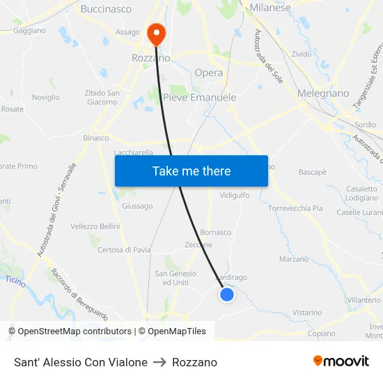 Sant'Alessio con Vialone to Rozzano map