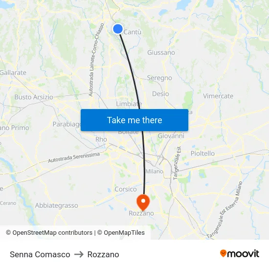Senna Comasco to Rozzano map